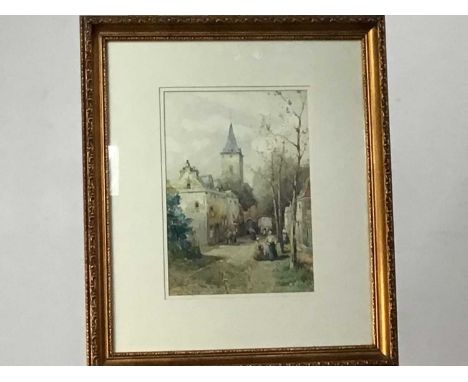 J R MILLER (BRITISH 19TH CENTURY), A BELGIAN VILLAGE watercolour on paper, signedmounted, framed and under glassoverall size 