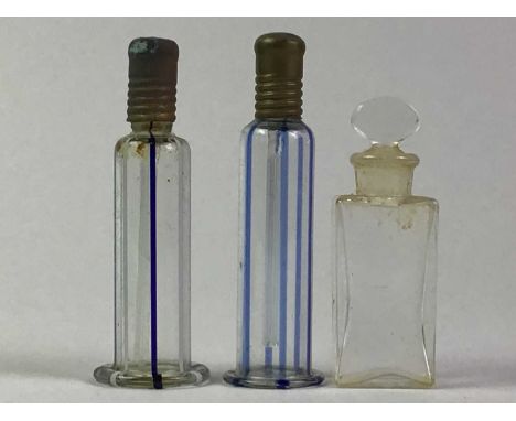 COLLECTION OF PERFUME BOTTLES AND COSTUME ACCESSORIES including a mother of pearl sewing set in fitted case, butterfly wing c