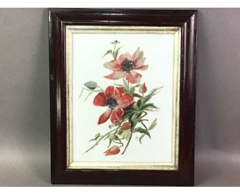SCOTTISH SCHOOL (20TH CENTURY), FLORAL STUDY  oil on ceramic, signed 'L Hoy' framed and under glass  overall size 41cm x 34cm