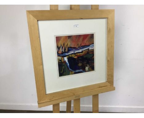SCOTTISH SCHOOL, LANDSCAPE WITH SAILS giclee print on papermounted, framed and under glassoverall size 59cm x 59cm 