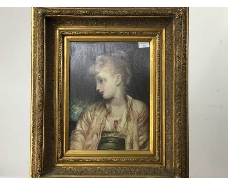 PRINT OF A SEATED LADY print on boardframedoverall size 66cm x 56cm 