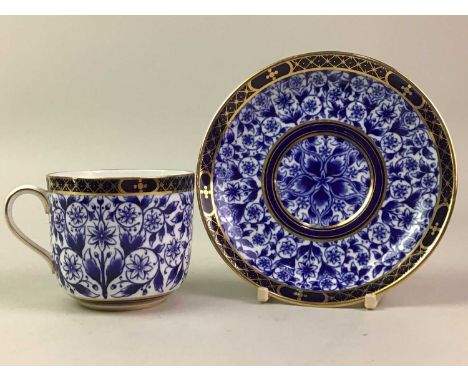 ROYAL CROWN DERBY TEA SERVICE decorated with floral designs in blue and white