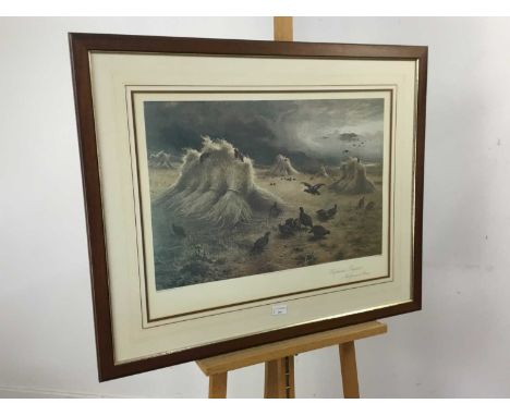 HIGHLAND RAIDERS  coloured print,mounted, framed and under glass71cm x 88cm 
