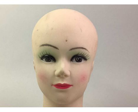 MANNEQUIN HEAD OF A FEMALE AND OTHER ITEMS including bird cruets and a Crown Devon vase