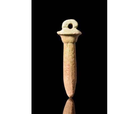 Late Period, Ca. 664-332 BC.An amulet formed in the shape of a papyrus column known as Wadj or papyrus sceptre. It has been c