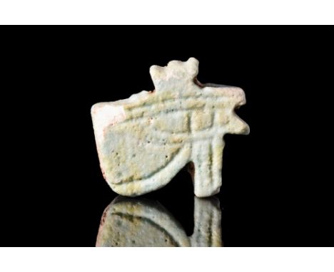 Late Period, Ca. 664-332 BC.An Eye of Horus amulet with incised linear detail and complete with suspension loop. The Eye of H