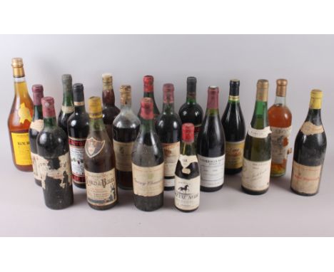 Eighteen assorted old bottles of wine, in crate Condition: There is a bottle of Clos de Conte 1957, a Lafaurie Payreguey 1953
