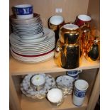 A Royal Crown Derby part teaset, decorated floral sprays, a Royal Worcester porcelain blue and white