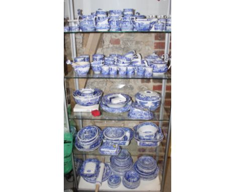 A Copeland Spode "Italian" pattern combination service, including bowls, teapots, teacups, a pestle and mortar, a rolling pin