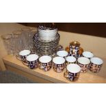 A "Savoy China" Imari style part combination service and six cut glass drinking glasses