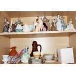 A Royal Doulton figure, "Top o'the Hill" HN1833, a pair of SBL figures, women in Deco clothing,