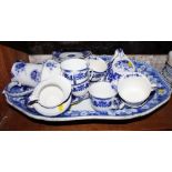 A 19th century "Celtic Flow Blue" pattern part teaset, a Spode "Italian" pattern meat platter (