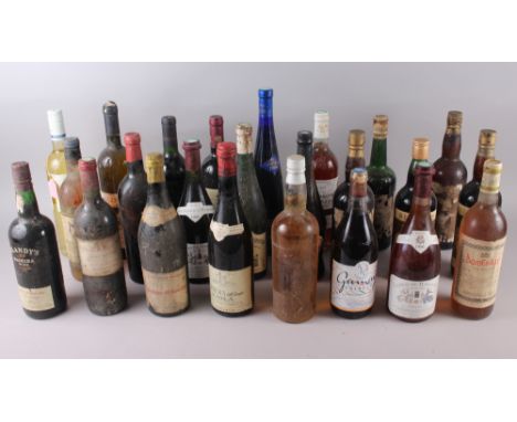 Twenty-four assorted old bottles of wine, in box 