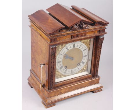 A Lenzkirch mantel clock with brass and silvered dial, in architectural case, 13" high Condition: Early 20th century, ticks w