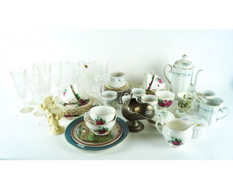 A mixed collection of assorted glass and ceramics to include a part tea service. 