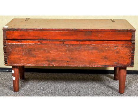 A Gilbert Big Boy toolbox, raised on tapering round legs, converted to a sofa table