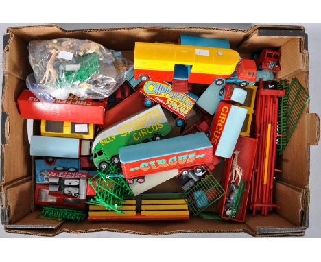 A collection of assorted scale model diecast to include Corgi and Dinky, mostly Chipperfields Circus, some repainted and modi