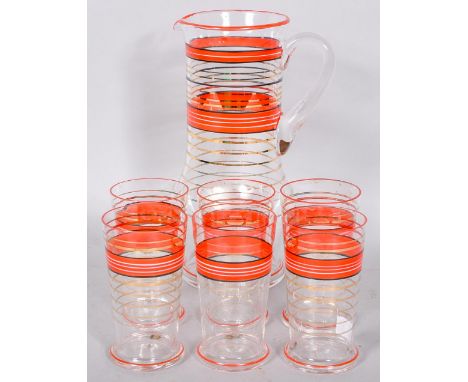 A 1950s retro vintage lemonade set comprising of a jug and six beakers