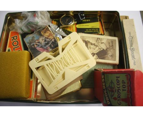Tray assorted including Conway Stuart pen, playing cards etc.