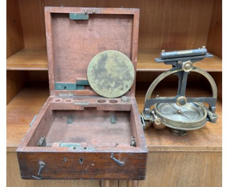 An Elliott Bros 449 Strand, London brass surveyors compass, boxed