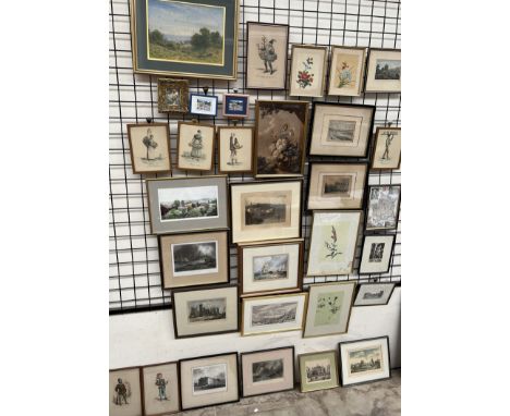 R A K MarshallSheep in a pastureWatercolourSignedTogether with a miniature of an elderly gentleman and a large collection of 