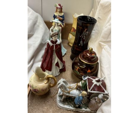 A Royal Worcester figure in celebration of The Queen's 80th Birthday 2006, together with "Serena", a carltonware vase and cov