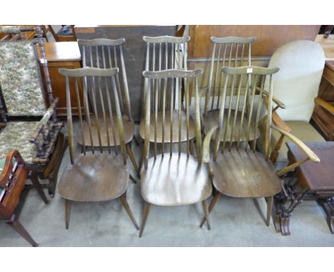 A set of six Ercol chairs