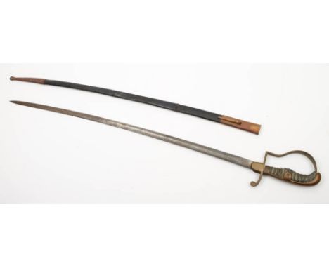 An early 20th century German Artillery officer's sword by Mohr & Speyer, Berlin:,  the single edged curved and fullered blade