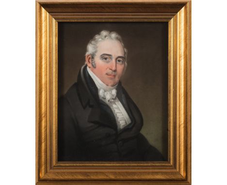 W. Wilson [19th Century]-A portrait of a gentleman:, bust-length, with wavy grey hair, wearing a black coat and white stock:-