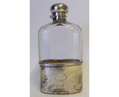 A Victorian silver mounted and clear glass spirit flask, maker TW, London,  1892:,16cm. high.