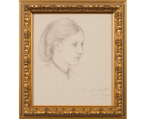English Pre-Raphaelite School, Manner of George James Howard [1843-1911]-A portrait of Georgina Gore-Booth [c.1843-1927]:,hea