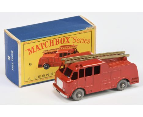 Matchbox Regular Wheels 9c Merryweather Marquis Fire Engine - Stannard Code 5 - dull red body without rear sliver trim but wi
