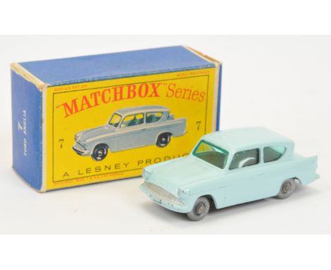 Matchbox Regular Wheels 7b Ford Anglia - Stannard Code 9 - light blue body without rear silver trim but with red tail lamps, 