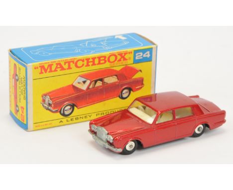 Matchbox Regular Wheels 24c Rolls Royce Silver Shadow - Stannard Code 5 - metallic dark red body, clear windows, ivory interi