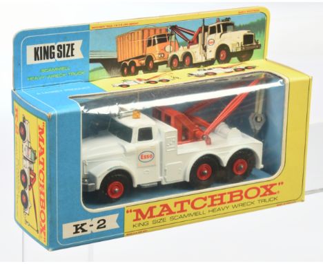 Matchbox King Size K2 Scammell Contractor Esso Heavy Wreck Truck - white body with red plastic grille, amber windows &amp; ro