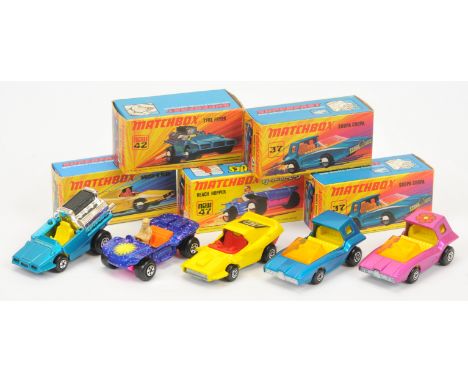 Matchbox Superfast group (1) 37b Soopa Coopa -metallic blue body, amber windows, yellow interior, bare metal base, Maltese Cr