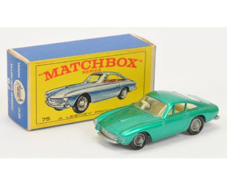 Matchbox Regular Wheels 75b Ferrari Berlinetta - Stannard Code 1 - metallic&nbsp; green body without headlamp cowls, ivory in