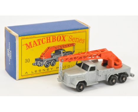 Matchbox Regular Wheels 30b Magirus Deutz Crane Truck - Stannard Code 19 - silver type B body without rear brace, dark orange