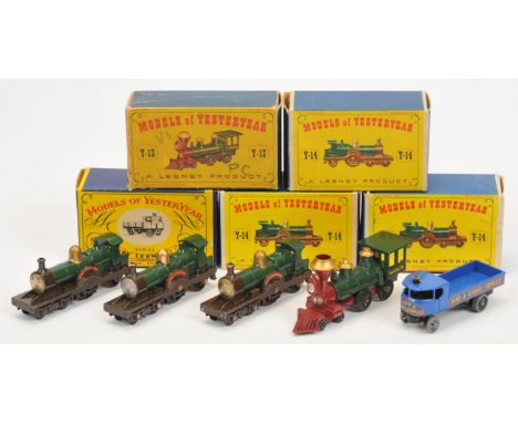 Matchbox Models of Yesteryear, a mixed group of Early Yesteryears to include, Y13 American Loco 'Santa Fe' with silver headla