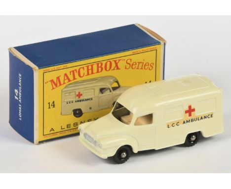 Matchbox Regular Wheels 14c Bedford Lomas Ambulance - Stannard Code 15 - off-white body with silver trim to grille &amp; head