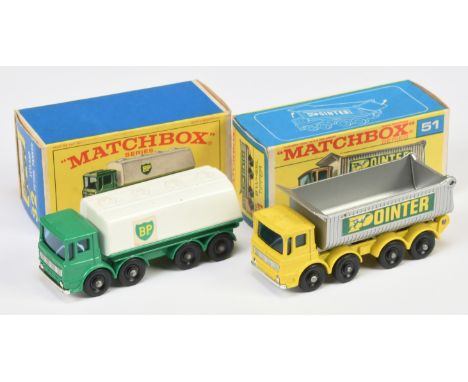 Matchbox Regular Wheels Commercial pair (1) 32c Leyland Petrol Tanker "BP" - green cab &amp; chassis, white tanker with label