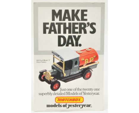Matchbox Models of Yesteryear retailers cardboard counter display stand "Make Fathers Day" illustrating Y3 Ford Model T BP Ta