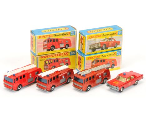 Matchbox Superfast, a mixed boxed group of Emergency Service Vehicles to include, 3x 35a Merriweather Fire Engine with differ
