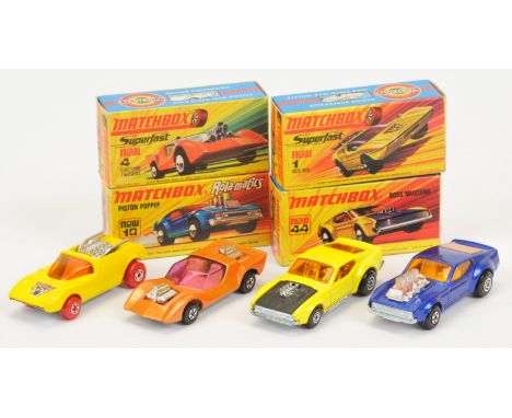 Matchbox Superfast group of early 1970's issue Cars. (1) 1b Mod Rod - lemon yellow body with wild cat cat hood label &amp; re