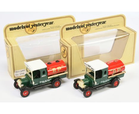 Matchbox Models of Yesteryear Y3 1912 Ford Model T, a pair of&nbsp; Harder to find models "BP" - (1) dark green body, red tan