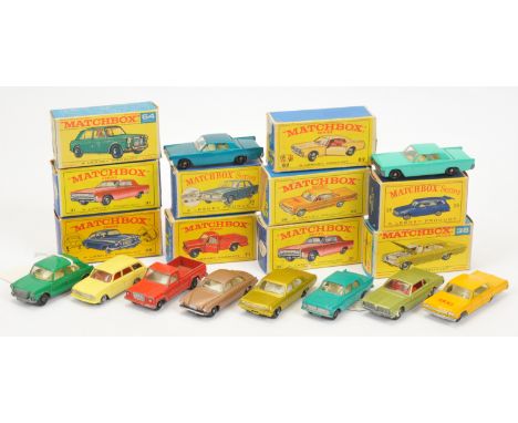 Matchbox Regular Wheels, a mixed boxed group of Cars and similar Vehicles to include, 20c Chevrolet Impala Taxi, 38b Vauxhall