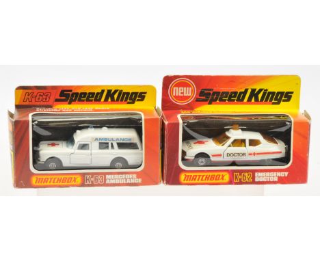 Matchbox Speed Kings Emergency pair (1) K62 Citroen SM Emergency Doctors Car - white body, light amber windows &amp; roof lig