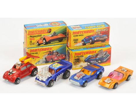 Matchbox Superfast group (1) 4b Gruesome Twosome - metallic orange gold body, purple windows, pale yellow interior (2) 11b VW