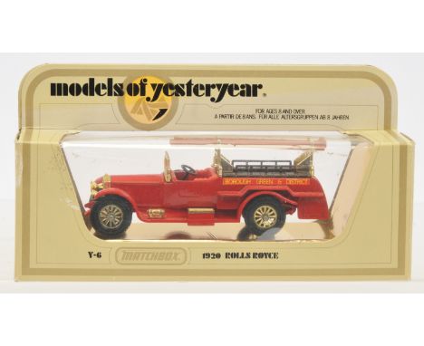 Matchbox Models of Yesteryear Y6 1920 Rolls Royce Fire Engine - darker red body and chassis, bright red plastic drivers seat,