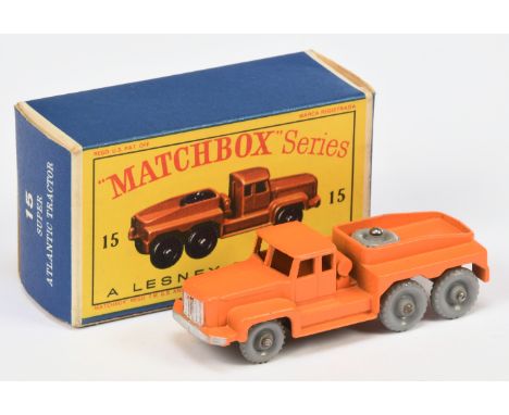 Matchbox Regular Wheels 15b Rotinoff Super Atlantic Ballast Tractor - Stannard Code 2 - rare matt orange body with silver tri